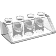 Lego kostka (kostička) 2x4 sklon (šikmá) 45°, průhledná čirá (303740)